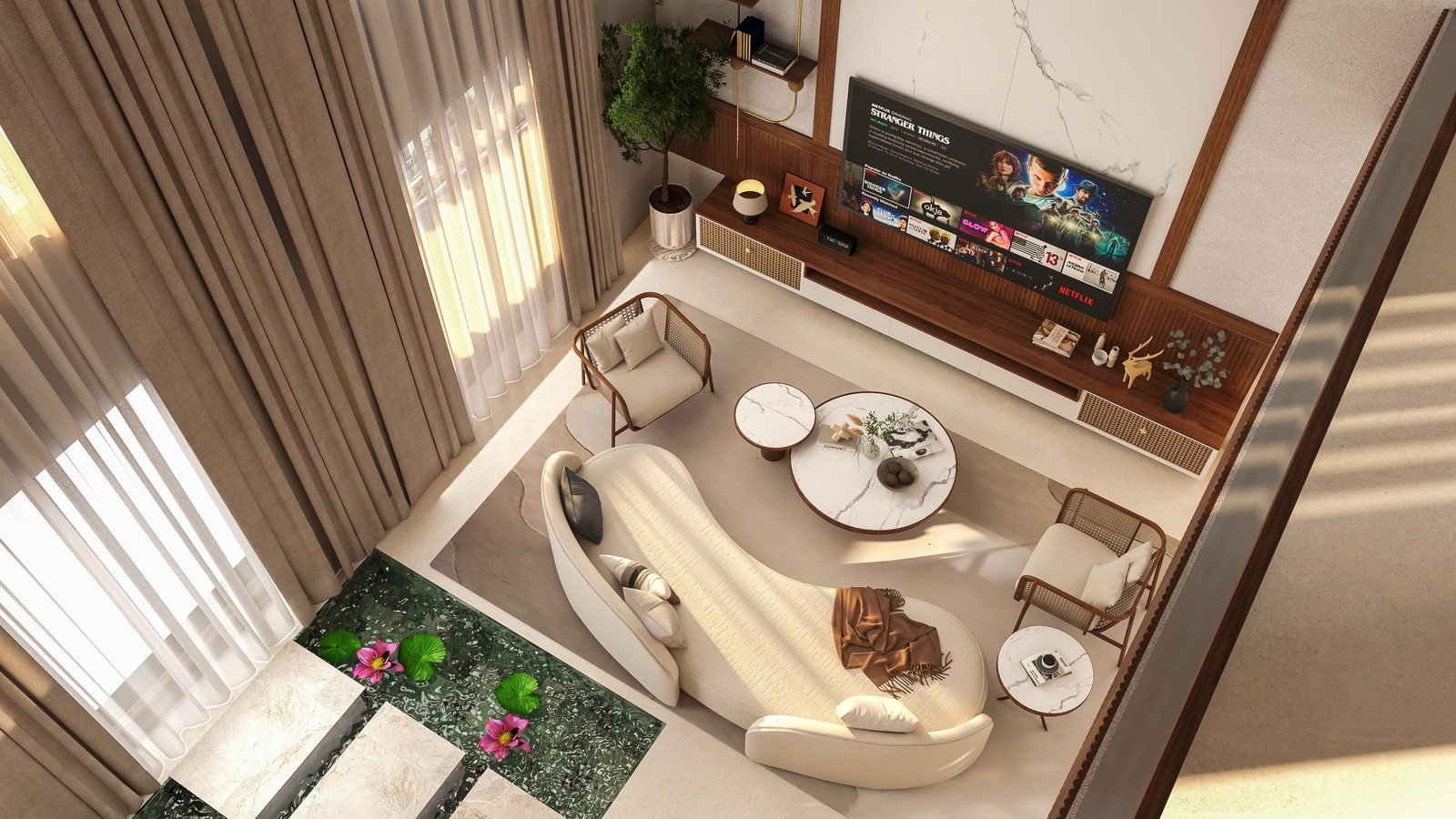 A finished living room designed by Nuvora