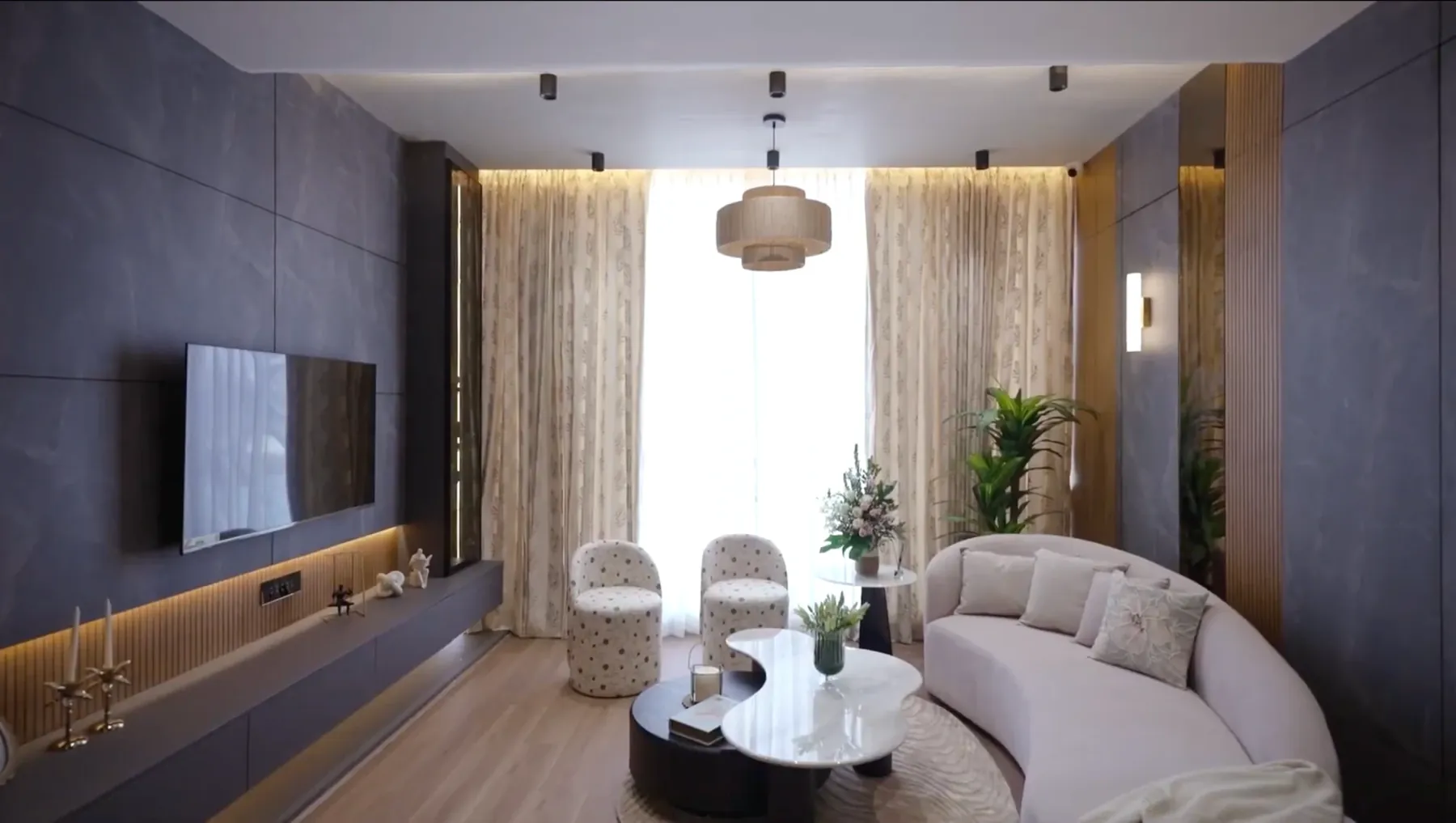 Living room display at the Nuvora Experience Center