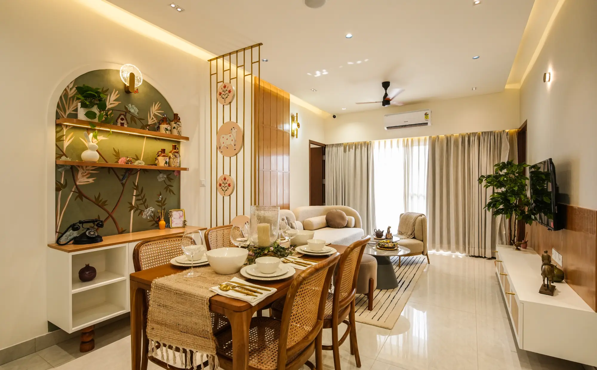 Living and dining in Hopefarm Hearth, a Nuvora home