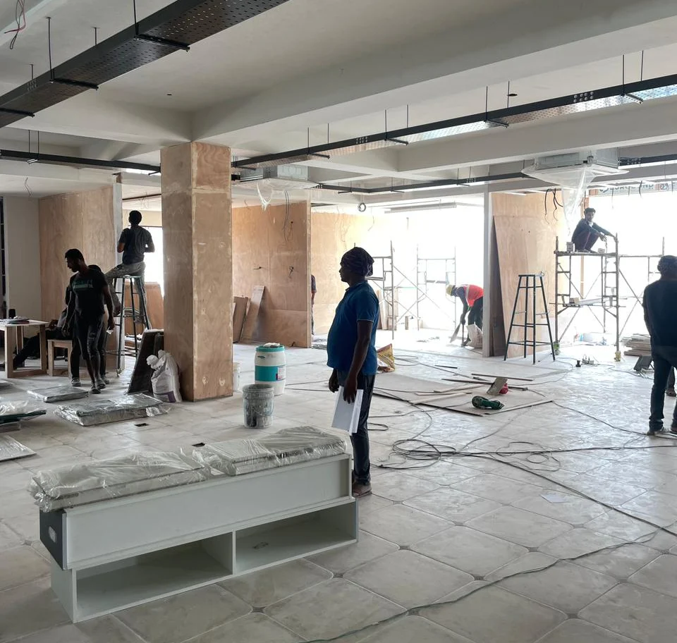 The Nuvora team at work on a large site fit-out